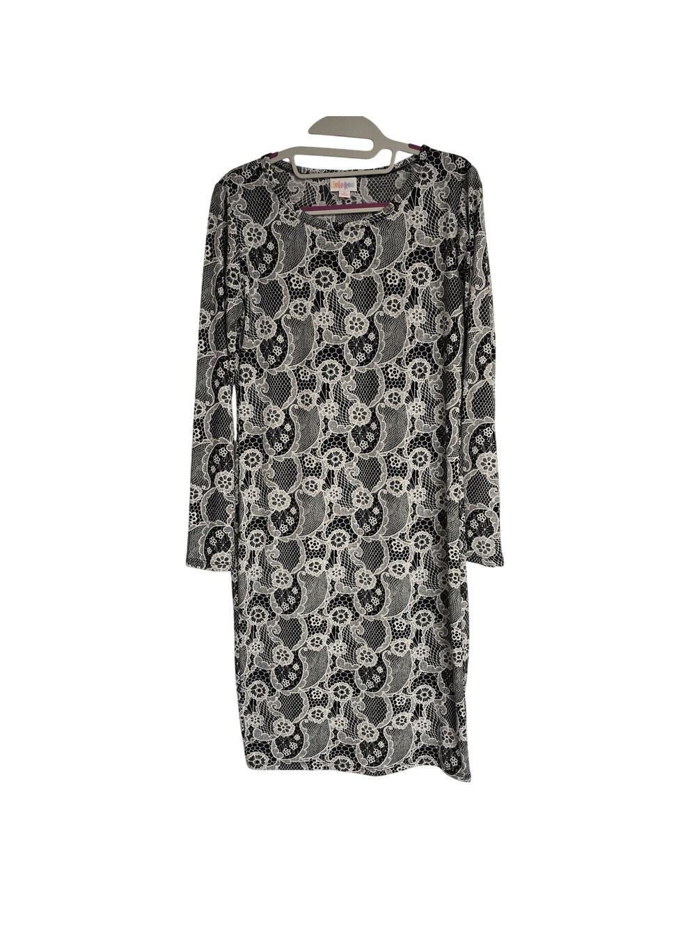 Women's Lularoe Black & White Floral Long Sleeve Midi Dress - Size Small - Picture 1 of 8